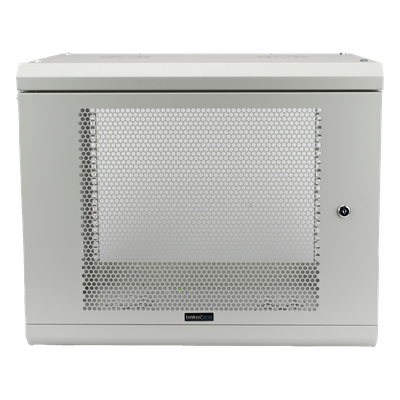 Gabinete de Pared / 9U / Profundidad 455 mm / Puerta Perforada / Carga 80 kg / Acero Reforzado / Color Blanco | SIERRA STORE