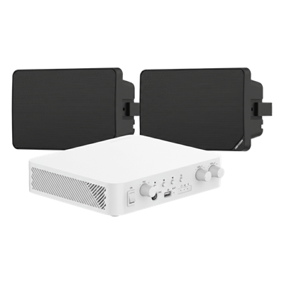 HIKVISION DS-QAE-KIT-0120BG - Kit de Audio IP / Amplificador 80W / 2 Altavoces de Pared / 2 Zonas 40W / Bluetooth / 70V/100V | SIERRA STORE