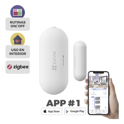Sensor de Contacto Magnético Inalámbrico / Zigbee / Separación de Alarma 25 mm ± 5 mm / Autonomía 3 Años / Uso Interior / 53.5 x 22.5 | SIERRA STORE