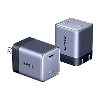 Cargador Rápido GaN 65W / 1 Puerto USB-C / Ultra-Compacto / Enchufe Plegable / GaNInfinity / Thermal Guard | SIERRA STORE
