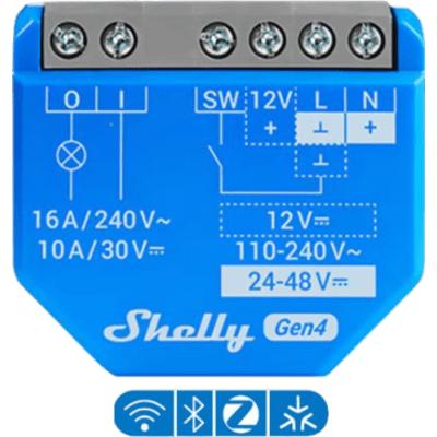 Relevador Inalámbrico Inteligente / 16A / 110-240V AC / 12V DC / Multiprotocolo Zigbee Matter Wi-Fi Bluetooth / 1 Canal / Contacto Seco | SIERRA STORE