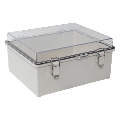 Gabinete Plástico ABS / Uso en Intemperie / 350 x 460 x 160 mm / Puerta Transparente de Policarbonato / Cierre con Broches Inoxidables | SIERRA STORE