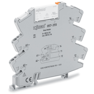 Módulo con Relé / 24-230V AC/DC / 1 Inversor / 6A Corriente Permanente / Push-in CAGE CLAMP® / LED Indicador / IP20 / Carr...