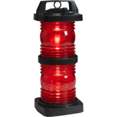 Luz Doble Lente Color Rojo / Visibilidad 360° / Alcance 3 Millas Náuticas / Policarbonato Negro Relleno de Fibra / Zócalo | SIERRA STORE