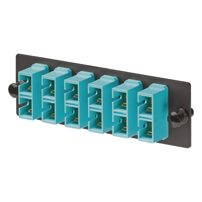 PANDUIT FAP6WAQDSCZ - Placa Acopladora de Fibra Óptica / 6 Conectores SC Duplex (12 Fibras) / Multimodo OM3/OM4 / Color Aqua / Alta | SIERRA STORE