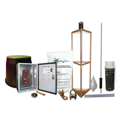 Sistema de Protección Contra Tormentas Eléctricas / 300 m (984.3 ft) de Diámetro / Punta de Aluminio de Alta Conductividad / Electrodo | SIERRA STORE