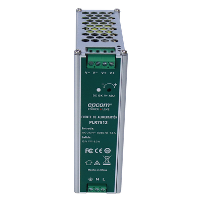 Fuente de alimentación / Entrada 100-240 Vac / Salida 12 Vcc 6.3 A / 75 W / Montaje en riel DIN / 4.53 x 1.55 x 5.08 pulgadas | SIERRA STORE