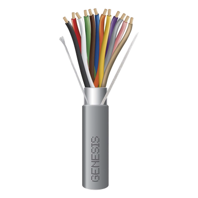 Cable de Cobre para Alarmas / 12 Conductores Calibre 22 AWG / Riser CMR CL3R FPLR / 305 m (1000 ft) / Interior / Gris | SIERRA STORE