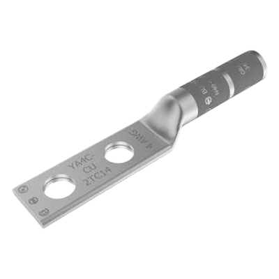 Terminal de Compresión / Barril Largo / Doble Ojillo / Cable 4 AWG / Tornillo 1/4" / Espaciado 5/8" / 35 kV | SIERRA STORE