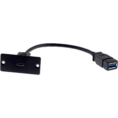 Inserto de Pared USB-C | 4.8 Gbps USB 3.0 | Cable 12 cm (4.72 in) | Aluminio | Negro | SIERRA STORE