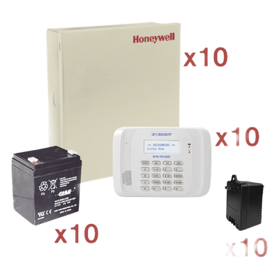 Kit de 10 paneles VISTA-48LA / 8 zonas cableadas + 40 inalámbricas c/u / teclado 6162RF / batería y transformador incluidos / sin | SIERRA STORE