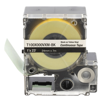 PANDUIT T100X000VXM-BK - Casete de Etiquetas / Vinilo Continuo / 24 mm (0.94 in) Ancho / 7 m (23 ft) Largo / Negro sobre Amarillo / | SIERRA STORE