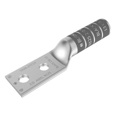 Terminal de Cobre Electrolítico / Cañón Largo / 2 Orificios 1/2" / 2/0 AWG / Ángulo Recto / 35 kV / Espaciamiento 1 3/4" | SIERRA STORE