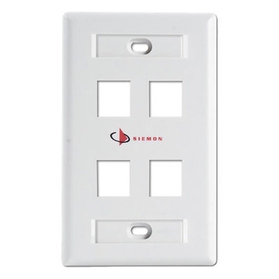 SIEMON KFP-S-04-02-S - Placa de Pared Keystone / 4 Salidas / Montaje Frontal o Trasero / Hasta 6 Puertos / Color Blanco | SIERRA STORE