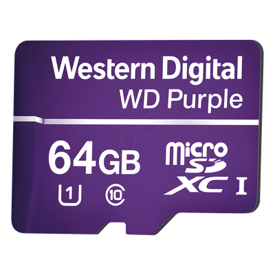 Memoria microSD de 64GB PURPLE, Especializada Para Videovigilancia, 10 VECES MAYOR DURACIÓN, 3 AÑOS DE GARANTIA | SIERRA STORE