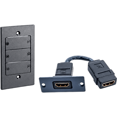 Kit Wall Plate HDMI | Frame 1 Gang METAL Versión USA | Inserción HDMI Espacio Simple | Incluye Inserciones en y Tornillos | Negro | SIERRA STORE