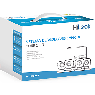 HiLook by HIKVISION HL-1080-MC8 - Kit TurboHD / DVR 8 Canales 1080p Lite / H.265+ / 4 Cámaras Bala Metálicas 2 MP / Lente 2.8 mm / 5 | SIERRA STORE