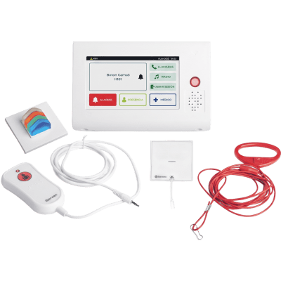 Kit de Habitación Hospitalaria PRO / Terminal IP 7" Táctil + Pulsador Cama IP67 + Luz Cuatricolor + Tirador Baño / Comunicación | SIERRA STORE