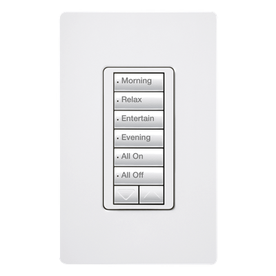 Botonera de Pared Inalámbrica / 6 Botones con Subir/Bajar / Retroiluminada / RF 431-437 MHz / 120 V / Instalación en Caja Estándar | SIERRA STORE