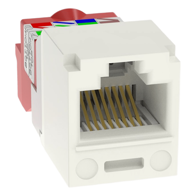 PANDUIT CJ5E88TIW - Conector Jack RJ45 Estilo T, Mini-Com, Categoría 5e, de 8 posiciones y 8 cables, Color Blanco Mate | SIERRA STORE