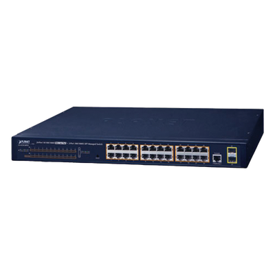 Switch PoE Administrable Capa 2 / 24 Puertos Gigabit / 2 SFP / 52 Gbps / Jumbo Frame 9K | SIERRA STORE