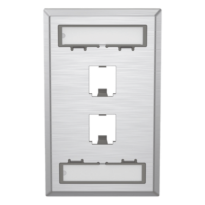 PANDUIT CFPL2SY - Placa de Pared Vertical / Acero Inoxidable Grado 304 / 2 Puertos Mini-Com / 2.75 x 4.5 in / Espacios para Etiquetas | SIERRA STORE