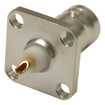 Conector BNC Hembra para Chasis / Montaje en Panel 17.53 mm / 4 Perforaciones 12.7 mm (0.5 in) / Impedancia 50 Ohm / Terminación por | SIERRA STORE