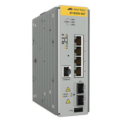 Switch Industrial Administrable Capa 2 / 4 Puertos Gigabit + 2 SFP / 8.93 Mpps / -40°C a 75°C / 12-48 VDC / 1.8 x 6.3 x 5.3 in | SIERRA STORE