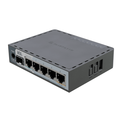 Router hEX S / 5 Puertos Gigabit Ethernet / 1 Puerto SFP 2.5G / Dual-Core ARM / 512 MB RAM / RouterOS V7 / PoE-In y PoE-Ou...