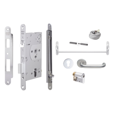 Kit de cerradura electrónica / Control por manija y señal / Apertura 120° / Bisagra-marco >20 mm / Compatible lectores externos | SIERRA STORE