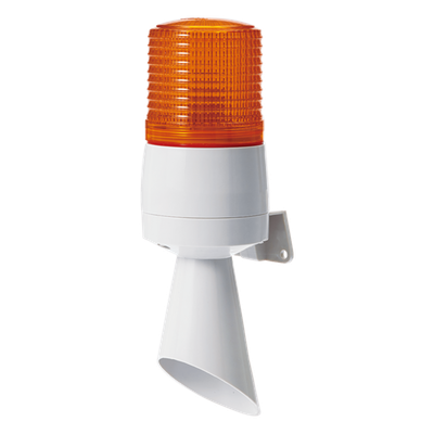 Torreta de Señalización LED / Luz Ámbar Fija y Destellante / Buzzer 95 dB / 24 VCD / IP54 / Ø60 mm | SIERRA STORE