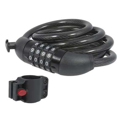 Candado de Cable con Combinación / 4 Pines / 10,000 Códigos / Cable 120 cm (3.9 ft) / Nivel de Seguridad 3 / Acero Trenzado con PVC | SIERRA STORE