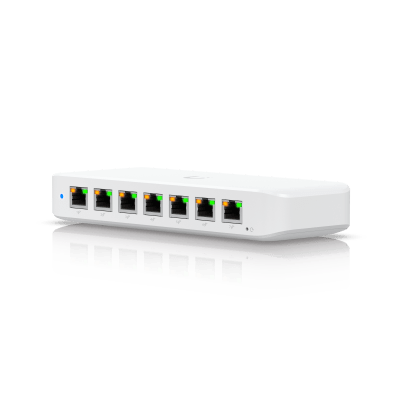 USW Ultra 60W Switch de 8 Puertos GbE (7 Puertos PoE+ y 1 Puerto Entrada PoE++) con Opciones de Montaje Versátiles - UBIQUITI