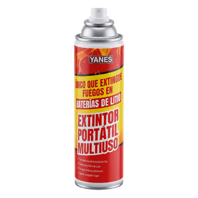 Extintor Portátil en Aerosol / Fuegos Clase A, K y Li / Baterías Ion-Litio / Descarga 35 s / Alcance 2 m (6.6 ft) / 250 ml / | SIERRA STORE