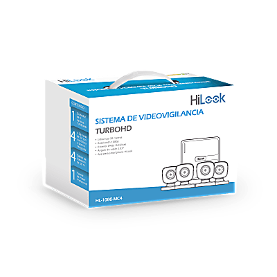 KIT TurboHD 1080p / DVR 4 canales / 4 Cámaras Bala de Metal / H.265+ / 1 Fuente de Poder Profesional / Accesorios de Insta...