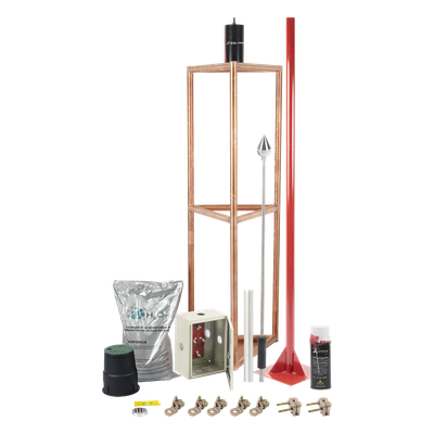 Sistema de Protección contra Tormentas Eléctricas / 300 m (984.3 ft) de Diámetro de Protección / Punta Captadora de Aluminio / Norma | SIERRA STORE