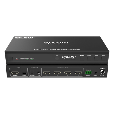 Controlador de Videowall / 1x4 HDMI / 4K@60Hz / 18 Gbps / 8 Modos de Visualización / Audio Óptico y Analógico / USB-C / RS-232 e IR | SIERRA STORE