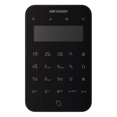 HIKVISION DS-PK1-LT-WB/BLACK - Teclado Inalámbrico LCD / Pantalla Táctil / Control de Relevadores / Comunicación Bidireccional / IP67 | SIERRA STORE
