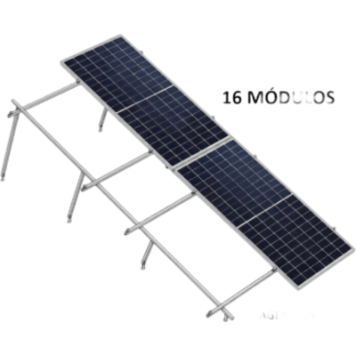 Sistema de Montaje Solar / 8 Módulos 645W / 5.16 kWp / Configuración 2x4 / Losa Plana / Resistencia Viento 170 km/h / Rieles N-S 4.72 | SIERRA STORE