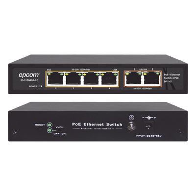 Switch PoE / 100 Metros PoE / 4 puertos 802.3af /at  10/100/1000 Mbps + 2 puerto uplink | SIERRA STORE
