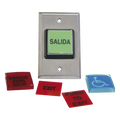 Botón de Salida / Placas Intercambiables Español/Inglés / LED 12 VCC / NO/NC / Acero Inoxidable / ADA | SIERRA STORE