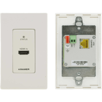 Transmisor Wall-Plate HDMI 4K HDR | PoC sobre DGKat 2.0 | Tamaño US 1-Gang | Marcos Decora Blanco y Negro | SIERRA STORE
