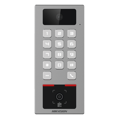 HIKVISION DS-K1T502DBWX-CQR - Terminal de Control de Acceso / Lector QR Exterior / Videoportero 2 MP / IP65 & IK09 / 100,000 Tarjetas | SIERRA STORE