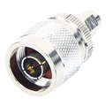 Adaptador RF en Línea / SMA Macho Inverso a N Macho / Cuerpo Bronce Niquelado / Contacto Oro / Aislante Teflón | SIERRA STORE