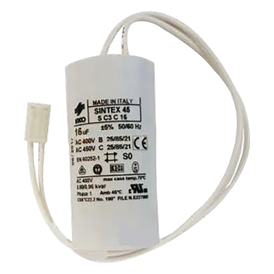Capacitor de Arranque / 16 µF / 230 VAC / 50 Hz / Protección Térmica 120 °C / Barreras 620/640 | SIERRA STORE