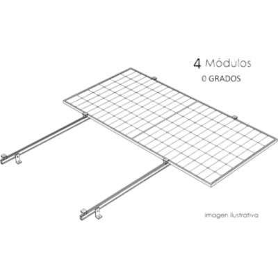 Sistema de Montaje Solar / Techo Plano / 1 Módulo / Viento 140 km/h / Inclinación 15° / Área 4 m² (43.1 ft²) | SIERRA STORE