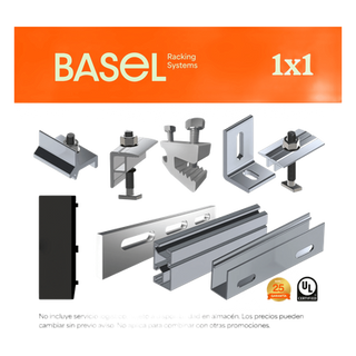 Sistema de Montaje Solar BASEL / Flat Roof Single Row / 1 Modulo / Riel N RAIL 4.72 / Soportes N3 BASEL / Resistencia Viento 140 km/h | SIERRA STORE