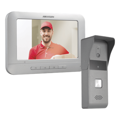 HIKVISION DS-KIS203-T/K - Kit de Videoportero Analógico / Pantalla LCD 7" / Cámara Pinhole 720x576 / Ángulo 98° / IP65 / 12 VDC | SIERRA STORE