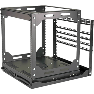 Rack Abierto Deslizante y Giratorio / 12U / Rotación 360° / Carga 68 kg (150 lbs) / Norma EIA/ECA-310-E / Gestión de Cables | SIERRA STORE