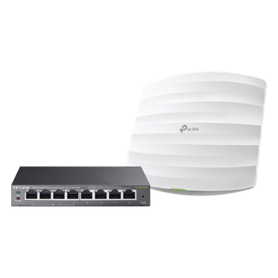 Kit Access Point y Switch PoE / Doble Banda AC / 1750 Mbps / 8 Puertos Gigabit / 55W PoE Total | SIERRA STORE